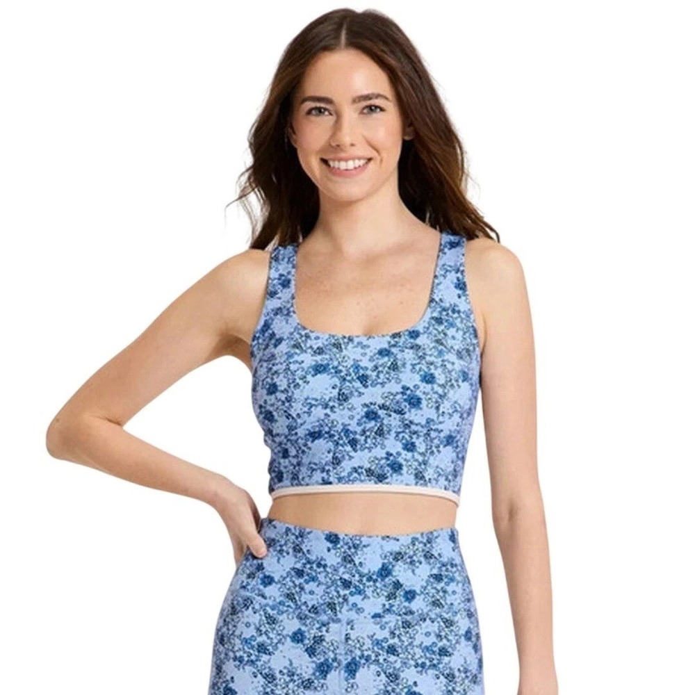 JoyLab Women's Blue Floral Racerback Moisture Wicking Athletic Bra Size XL